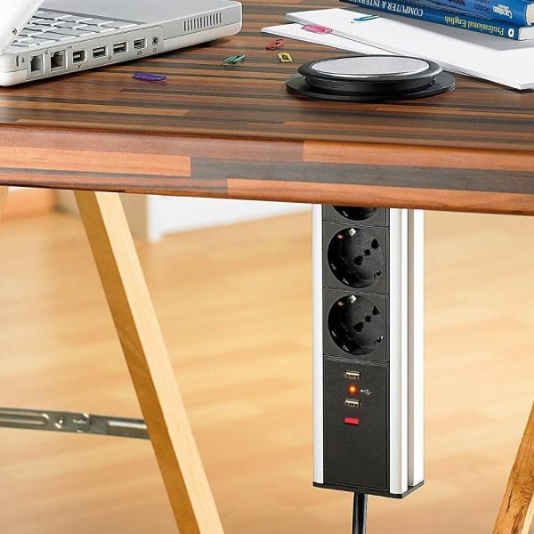 Multipresa da Scrivania 3 vie Pop-Up a Scomparsa con 2 USB TECHLY PROFESSIONAL - immagine 3