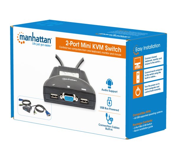 Switch KVM Mini 2 Port USB con Audio MANHATTAN - immagine 2