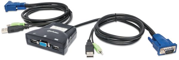 Switch KVM Mini 2 Port USB con Audio MANHATTAN